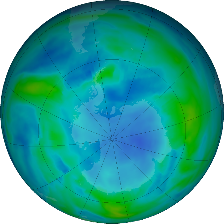 Antarctic ozone map for 04 May 2023